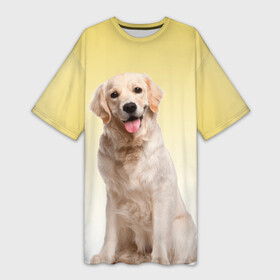 Платье-футболка 3D с принтом Лабрадор ретривер пес в Тюмени,  |  | Тематика изображения на принте: домашние любимцы | друг | животные | золотистый ретривер | лабрадор | пес | питомец | породистый | собака