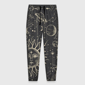 Мужские брюки 3D с принтом звездное небо в Тюмени, 100% полиэстер | манжеты по низу, эластичный пояс регулируется шнурком, по бокам два кармана без застежек, внутренняя часть кармана из мелкой сетки | звездное небо | зодиаки | космос | луна | тату | тренд