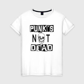 Женская футболка хлопок с принтом Панки в Тюмени, 100% хлопок | прямой крой, круглый вырез горловины, длина до линии бедер, слегка спущенное плечо | punk | punks not dead | rock | sons of anarchy | анархия | группа | летов | логотип | музыка | надпись | панк | панк рок | прикольная | рок | свобода | хаос