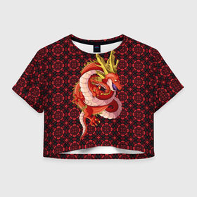 Женская футболка Crop-top 3D с принтом Шар дракона в Тюмени, 100% полиэстер | круглая горловина, длина футболки до линии талии, рукава с отворотами | dragon ball | аниме | дракон | жемчуг дракона | узоры | шар дракона