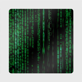 Магнит виниловый Квадрат с принтом Матрица букв и чисел в Тюмени, полимерный материал с магнитным слоем | размер 9*9 см, закругленные углы | Тематика изображения на принте: green | движение букв и цифр | киберпространство | матрица | много букв и чисел