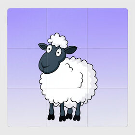 Магнитный плакат 3Х3 с принтом Нарисованный милый барашек в Тюмени, Полимерный материал с магнитным слоем | 9 деталей размером 9*9 см | Тематика изображения на принте: барашек | вектор | градиент | детский | коза | кудри | милый | минимализм | нарисованный | овечка | овца | рисунок | шерсть