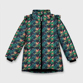 Зимняя куртка для девочек 3D с принтом Прекрасный Ара в Тюмени, ткань верха — 100% полиэстер; подклад — 100% полиэстер, утеплитель — 100% полиэстер. | длина ниже бедра, удлиненная спинка, воротник стойка и отстегивающийся капюшон. Есть боковые карманы с листочкой на кнопках, утяжки по низу изделия и внутренний карман на молнии. 

Предусмотрены светоотражающий принт на спинке, радужный светоотражающий элемент на пуллере молнии и на резинке для утяжки. | parrot | ара | волнистый | жако | животные | клюв | корелла | макао | питомцы | попугаи | попугай | птица | птицы