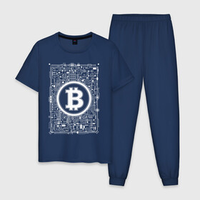 Мужская пижама хлопок с принтом BITCOIN CRYPTOCURRENCY | КРИПТОВАЛЮТА (Z) в Тюмени, 100% хлопок | брюки и футболка прямого кроя, без карманов, на брюках мягкая резинка на поясе и по низу штанин
 | Тематика изображения на принте: binance coin | bitcoin | blockchain | btc | cardano | crypto | ethereum | litecoin | polkadot | tether | xrp | биткоин | блокчейн | валюта | деньги | криптовалюта | майнер | майнинг | цифровая валюта | цифровое золото | эфир