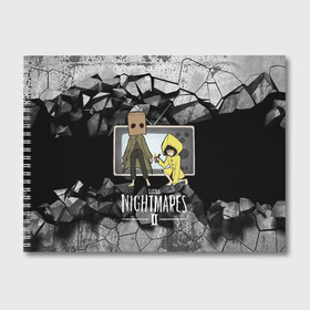 Альбом для рисования с принтом Little Nightmares 2 в Тюмени, 100% бумага
 | матовая бумага, плотность 200 мг. | Тематика изображения на принте: little nightmares | игра | страшилка | страшная игра | ужас | хоррор