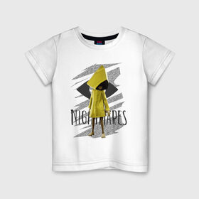 Детская футболка хлопок с принтом Little Nightmares в Тюмени, 100% хлопок | круглый вырез горловины, полуприлегающий силуэт, длина до линии бедер | game | little nightmares | девочка | желтый плащ | игры | парные футболки
