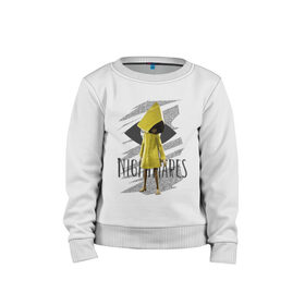 Детский свитшот хлопок с принтом Little Nightmares в Тюмени, 100% хлопок | круглый вырез горловины, эластичные манжеты, пояс и воротник | game | little nightmares | девочка | желтый плащ | игры | парные футболки