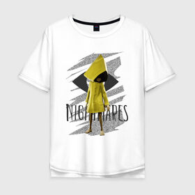 Мужская футболка хлопок Oversize с принтом Little Nightmares в Тюмени, 100% хлопок | свободный крой, круглый ворот, “спинка” длиннее передней части | game | little nightmares | девочка | желтый плащ | игры | парные футболки