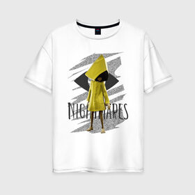 Женская футболка хлопок Oversize с принтом Little Nightmares в Тюмени, 100% хлопок | свободный крой, круглый ворот, спущенный рукав, длина до линии бедер
 | game | little nightmares | девочка | желтый плащ | игры | парные футболки