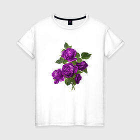 Женская футболка хлопок с принтом Букеты в Тюмени, 100% хлопок | прямой крой, круглый вырез горловины, длина до линии бедер, слегка спущенное плечо | букетик | любовь | фиолетовый | цветы | яркое