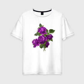 Женская футболка хлопок Oversize с принтом Букеты в Тюмени, 100% хлопок | свободный крой, круглый ворот, спущенный рукав, длина до линии бедер
 | букетик | любовь | фиолетовый | цветы | яркое