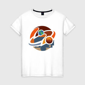 Женская футболка хлопок с принтом Road to Mars (NASA) в Тюмени, 100% хлопок | прямой крой, круглый вырез горловины, длина до линии бедер, слегка спущенное плечо | 2020 | 2021 | 21б | elon | mars | musk | nasa | perseverance | space | spacex | илон | космос | марс | марсоход | маск | наса | настойчивый