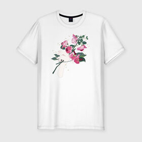 Мужская футболка хлопок Slim с принтом Flowers в Тюмени, 92% хлопок, 8% лайкра | приталенный силуэт, круглый вырез ворота, длина до линии бедра, короткий рукав | flo | flowers | растения | флористика | цветение | цветы
