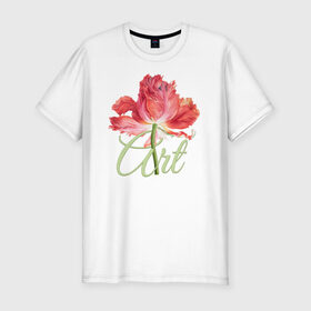 Мужская футболка хлопок Slim с принтом Flower art в Тюмени, 92% хлопок, 8% лайкра | приталенный силуэт, круглый вырез ворота, длина до линии бедра, короткий рукав | flo | flowers | растения | флористика | цветение | цветы