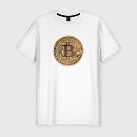 Мужская футболка хлопок Slim с принтом БИТКОИН (НА СПИНЕ) в Тюмени, 92% хлопок, 8% лайкра | приталенный силуэт, круглый вырез ворота, длина до линии бедра, короткий рукав | Тематика изображения на принте: bitcoin | blockchain | btc | cardano | crypto | ethereum | polkadot | tether | xrp | бинанс | биткоин | блокчейн | валюта | деньги | криптовалюта | майнер | майнинг | цифровая валюта | цифровое золото | эфир