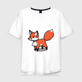 Мужская футболка хлопок Oversize с принтом Minecraft Pixel art fox в Тюмени, 100% хлопок | свободный крой, круглый ворот, “спинка” длиннее передней части | Тематика изображения на принте: art | fox | minecraft | pixel | квадратики | лис | лиса | лисенок | лисичка | майнкрафт | пиксели | пиксель