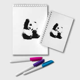 Блокнот с принтом Панда минимализм в Тюмени, 100% бумага | 48 листов, плотность листов — 60 г/м2, плотность картонной обложки — 250 г/м2. Листы скреплены удобной пружинной спиралью. Цвет линий — светло-серый
 | animal | bear | beast | black | minimalism | panda | white | белое | животное | зверь | краски | медведь | минимализм | панда | чернила | черно белое | черное