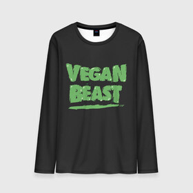 Мужской лонгслив 3D с принтом Vegan Beast в Тюмени, 100% полиэстер | длинные рукава, круглый вырез горловины, полуприлегающий силуэт | Тематика изображения на принте: animal | beast | herbivorous | mutant | vegan | vegetarian | веган | вегетарианец | животное | зверь | мутант