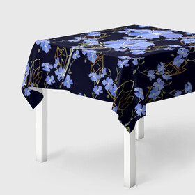 Скатерть 3D с принтом Незабудки в Тюмени, 100% полиэстер (ткань не мнется и не растягивается) | Размер: 150*150 см | весна | кристаллы | незабудка | полевые цветы | цветы