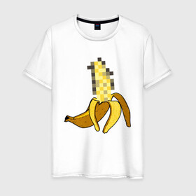 Мужская футболка хлопок с принтом Банан Цензура в Тюмени, 100% хлопок | прямой крой, круглый вырез горловины, длина до линии бедер, слегка спущенное плечо. | Тематика изображения на принте: banana | brazzers | censored | банан | без | пиксели | пиксель | фрукт