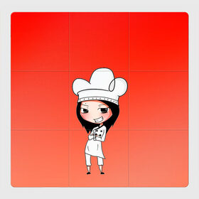 Магнитный плакат 3Х3 с принтом Повар девушка манга в Тюмени, Полимерный материал с магнитным слоем | 9 деталей размером 9*9 см | аниме | арт | готовка | градиент | девочка | девушка | детский | еда | кавай | манга | мило | мультяшный | персонаж | повар | рисунок | чиби