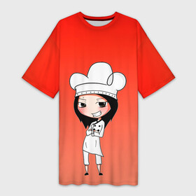 Платье-футболка 3D с принтом Повар девушка манга в Тюмени,  |  | аниме | арт | готовка | градиент | девочка | девушка | детский | еда | кавай | манга | мило | мультяшный | персонаж | повар | рисунок | чиби