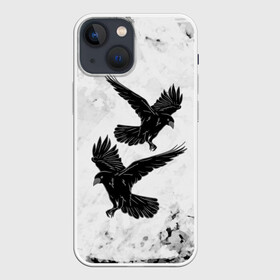 Чехол для iPhone 13 mini с принтом Gothic crows в Тюмени,  |  | animals | art | bird | black | crow | dark | halloween | wings | witch | арт | ворона | готика | готические | животные | крылья | нечисть | орел | перья | природа | птица | птица ворон | птичка | тьма | хеллоуин | хищник | черная птица