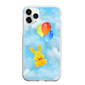Чехол для iPhone 11 Pro Max матовый с принтом Харитон на воздушных шариках в Тюмени, Силикон |  | Тематика изображения на принте: воздушные шары | детям | желейный заяц | зайчики | заяц | заяц харитон | звери | кролик | небо | харитошка