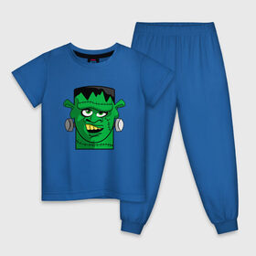Детская пижама хлопок с принтом Франкенштейн в Тюмени, 100% хлопок |  брюки и футболка прямого кроя, без карманов, на брюках мягкая резинка на поясе и по низу штанин
 | Тематика изображения на принте: голова франкенштейна | зеленый монстр | монстр | франкенштейн | хеллоуин