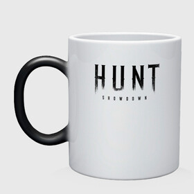 Кружка хамелеон с принтом HUNT: showdown черный в Тюмени, керамика | меняет цвет при нагревании, емкость 330 мл | hunt | hunt: showdown | showdown | охота | хант