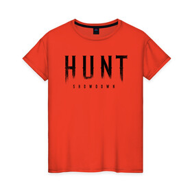 Женская футболка хлопок с принтом HUNT: showdown черный в Тюмени, 100% хлопок | прямой крой, круглый вырез горловины, длина до линии бедер, слегка спущенное плечо | hunt | hunt: showdown | showdown | охота | хант