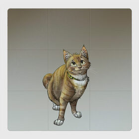 Магнитный плакат 3Х3 с принтом полосатый уличный кот в Тюмени, Полимерный материал с магнитным слоем | 9 деталей размером 9*9 см | арт | бандит | вектор | градиент | кот | котенок | котик | котэ | мультяшный | мяу | полоски | рисунок | рыжий | серый | уличный | хитрюга