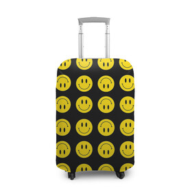 Чехол для чемодана 3D с принтом Смайлики в Тюмени, 86% полиэфир, 14% спандекс | двустороннее нанесение принта, прорези для ручек и колес | emoji | smile | sticker | грусть | любовь | печаль | плачь | смайлики | стикеры | текстура | улыбка | эмоджи | эмодзи