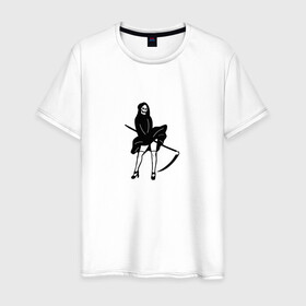Мужская футболка хлопок с принтом Монро в Тюмени, 100% хлопок | прямой крой, круглый вырез горловины, длина до линии бедер, слегка спущенное плечо. | death | девушка в платье | монстр | мэрилин монро | скелет | череп