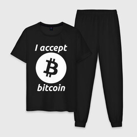 Мужская пижама хлопок с принтом БИТКОИН | BITCOIN в Тюмени, 100% хлопок | брюки и футболка прямого кроя, без карманов, на брюках мягкая резинка на поясе и по низу штанин
 | Тематика изображения на принте: bitcoin | blockchain | btc | cardano | crypto | ethereum | polkadot | tether | xrp | бинанс | биткоин | блокчейн | валюта | деньги | криптовалюта | майнер | майнинг | цифровая валюта | цифровое золото | эфир