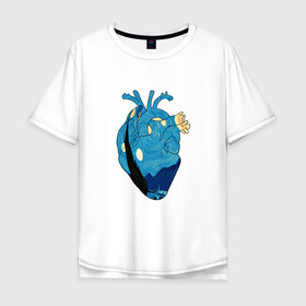 Мужская футболка хлопок Oversize с принтом Сердце художника в Тюмени, 100% хлопок | свободный крой, круглый ворот, “спинка” длиннее передней части | heart | van gogh | абстракция | ван гог | живопись | звездная ночь | искусство | картина | краски | медицина | органы | рисунок | сердечко | сердце | текстуры | художник