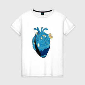 Женская футболка хлопок с принтом Сердце художника в Тюмени, 100% хлопок | прямой крой, круглый вырез горловины, длина до линии бедер, слегка спущенное плечо | heart | van gogh | абстракция | ван гог | живопись | звездная ночь | искусство | картина | краски | медицина | органы | рисунок | сердечко | сердце | текстуры | художник
