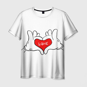 Мужская футболка 3D с принтом люблю в Тюмени, 100% полиэфир | прямой крой, круглый вырез горловины, длина до линии бедер | Тематика изображения на принте: all you need is love | i love myself | love | love me | one love