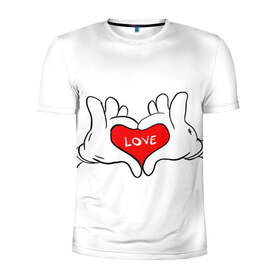 Мужская футболка 3D спортивная с принтом люблю в Тюмени, 100% полиэстер с улучшенными характеристиками | приталенный силуэт, круглая горловина, широкие плечи, сужается к линии бедра | Тематика изображения на принте: all you need is love | i love myself | love | love me | one love