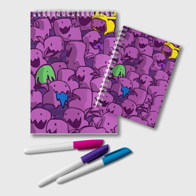 Блокнот с принтом ПикачушкА в Тюмени, 100% бумага | 48 листов, плотность листов — 60 г/м2, плотность картонной обложки — 250 г/м2. Листы скреплены удобной пружинной спиралью. Цвет линий — светло-серый
 | Тематика изображения на принте: purple | star crafts | зеленый | зубы | пикачу | уши | фиолетовый | чудики