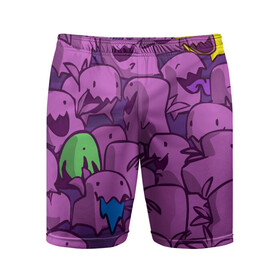 Мужские шорты спортивные с принтом ПикачушкА в Тюмени,  |  | Тематика изображения на принте: purple | star crafts | зеленый | зубы | пикачу | уши | фиолетовый | чудики