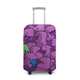 Чехол для чемодана 3D с принтом ПикачушкА в Тюмени, 86% полиэфир, 14% спандекс | двустороннее нанесение принта, прорези для ручек и колес | purple | star crafts | зеленый | зубы | пикачу | уши | фиолетовый | чудики