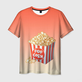 Мужская футболка 3D с принтом попкорн рисунок в Тюмени, 100% полиэфир | прямой крой, круглый вырез горловины, длина до линии бедер | вкусняшка | воздушная кукуруза | еда | кино | кинопросмотр | киносеанс | кинотеатр | попкорн