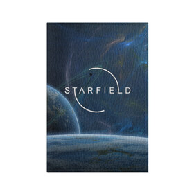 Обложка для паспорта матовая кожа с принтом Starfield в Тюмени, натуральная матовая кожа | размер 19,3 х 13,7 см; прозрачные пластиковые крепления | bethesda game studios | bethesda softworks | звездное | космос | планеты