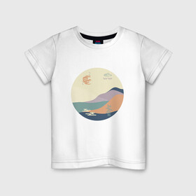 Детская футболка хлопок с принтом Японский минимализм в Тюмени, 100% хлопок | круглый вырез горловины, полуприлегающий силуэт, длина до линии бедер | Тематика изображения на принте: азиатский | арт | минимализм | пейзаж | природа | рисунок | хипстер | японский