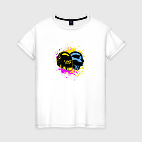 Женская футболка хлопок с принтом Daft Punk в Тюмени, 100% хлопок | прямой крой, круглый вырез горловины, длина до линии бедер, слегка спущенное плечо | daft punk | music | дафт панк | музыка | музыкальная группа | музыкант | робот