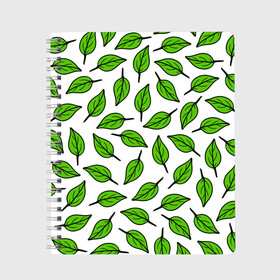 Тетрадь с принтом Листопад в Тюмени, 100% бумага | 48 листов, плотность листов — 60 г/м2, плотность картонной обложки — 250 г/м2. Листы скреплены сбоку удобной пружинной спиралью. Уголки страниц и обложки скругленные. Цвет линий — светло-серый
 | Тематика изображения на принте: forest | green | leaves | nature | pattern | spring | summer | весна | ветки | деревья | зеленые листья | зеленый узор | зелень | камуфляж листья | лето | листья | падающие листья | природа | растения | текстура | тропики