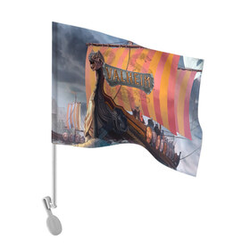 Флаг для автомобиля с принтом Valheim в Тюмени, 100% полиэстер | Размер: 30*21 см | fantasy | mmo | valheim | valve | валхейм | вальхейм | викинги | выживалка | игра | королевская битва | ммо | ролевая игра | фэнтази
