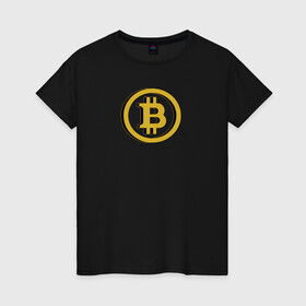 Женская футболка хлопок с принтом Bitcoin в Тюмени, 100% хлопок | прямой крой, круглый вырез горловины, длина до линии бедер, слегка спущенное плечо | bitcoin | meme | биткойн | валюта | манера | мем | образ действия | символ