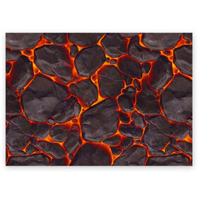 Поздравительная открытка с принтом ЛАВА | LAVA в Тюмени, 100% бумага | плотность бумаги 280 г/м2, матовая, на обратной стороне линовка и место для марки
 | burnin | fire | flame | grunge | lava | lawa | гранж | земля | красная | красный | лава | неон | неоновая | огонь | паттерн | пламя | плита | плиты | природа | текстура | текстуры | трещины